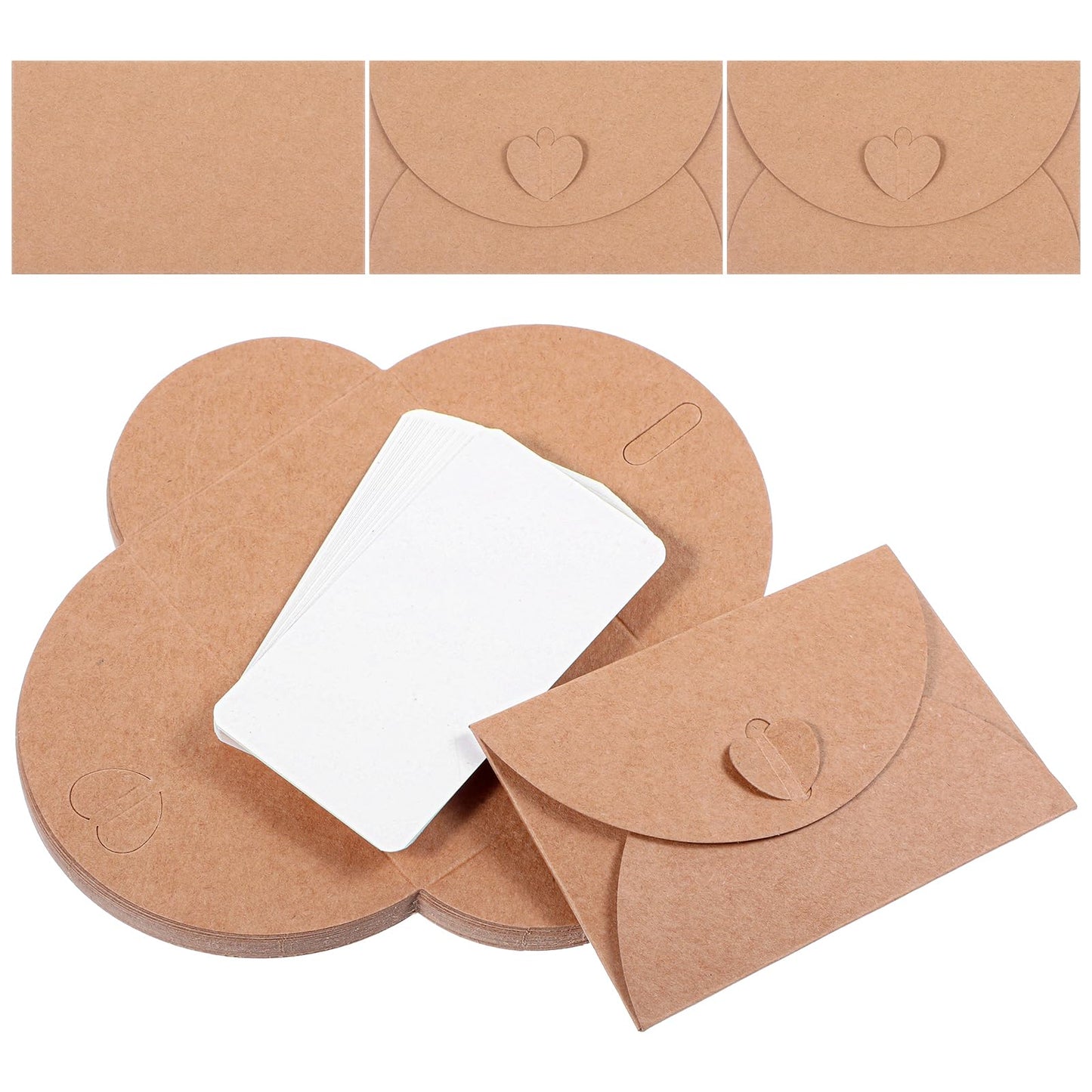 25Pcs Mini Envelopes with Heart Shaped Clasp 3.9 X 2.4 Inches Tiny Cards with Envelopes Mini Kraft Paper Envelopes Cute Tiny Envelopes for Gift Cards Weddings Party Favors Greeting Cards