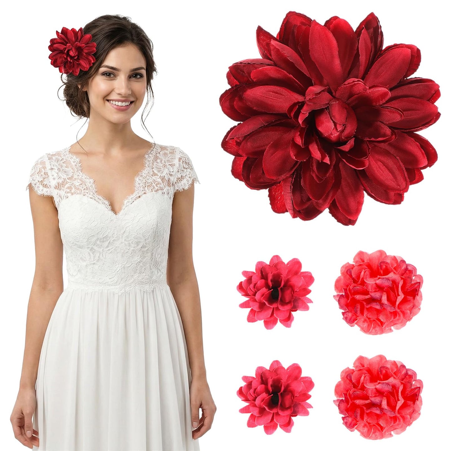 Chsoejuf 5Pcs Hawaiian Flower Hair Clips for Women