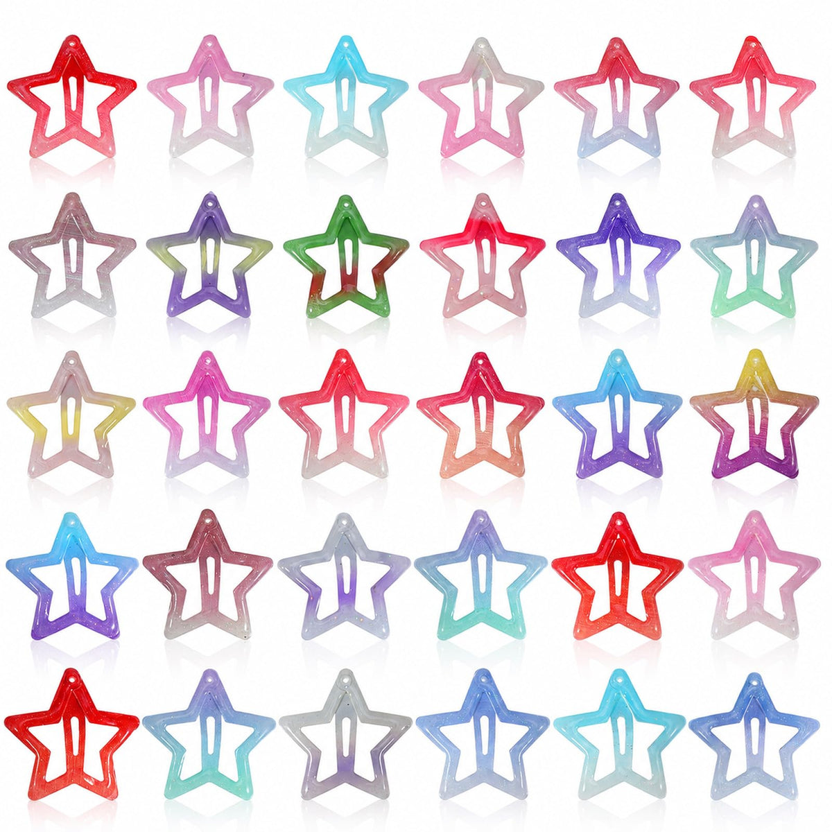Chsoejuf 30PCS Star Hair Clip Colorful Y2k Hair Accessories Non Slip 1.1in