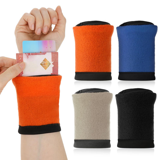 Tyqour 4 Pack Wrist Wallet for Men Women, Wrist Wallet Sweat Band with Zipper, Small Money Pouch, Wrist Bands Sports for Running, Walking, Basketball, Football, Tennis, Hiking, Workout