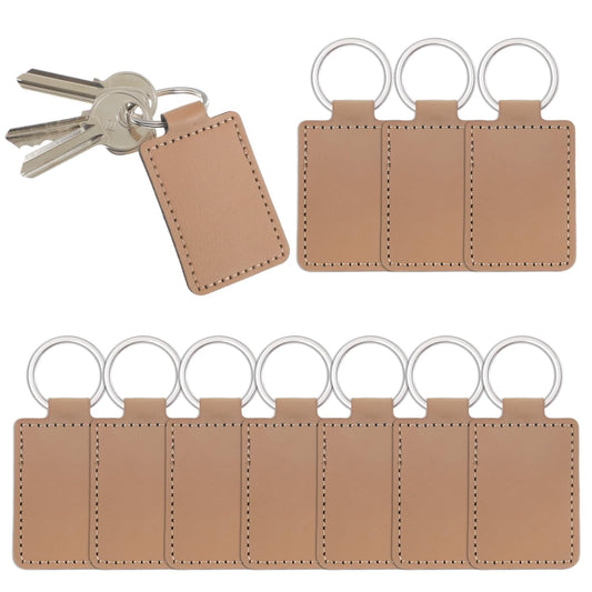 Ymapinc Pack of 10 Leather Key Rings Blank DIY Laser Engraving Blanks Leather Laser Blanks Key Rings for Making Personalised Gifts, Memory Gift