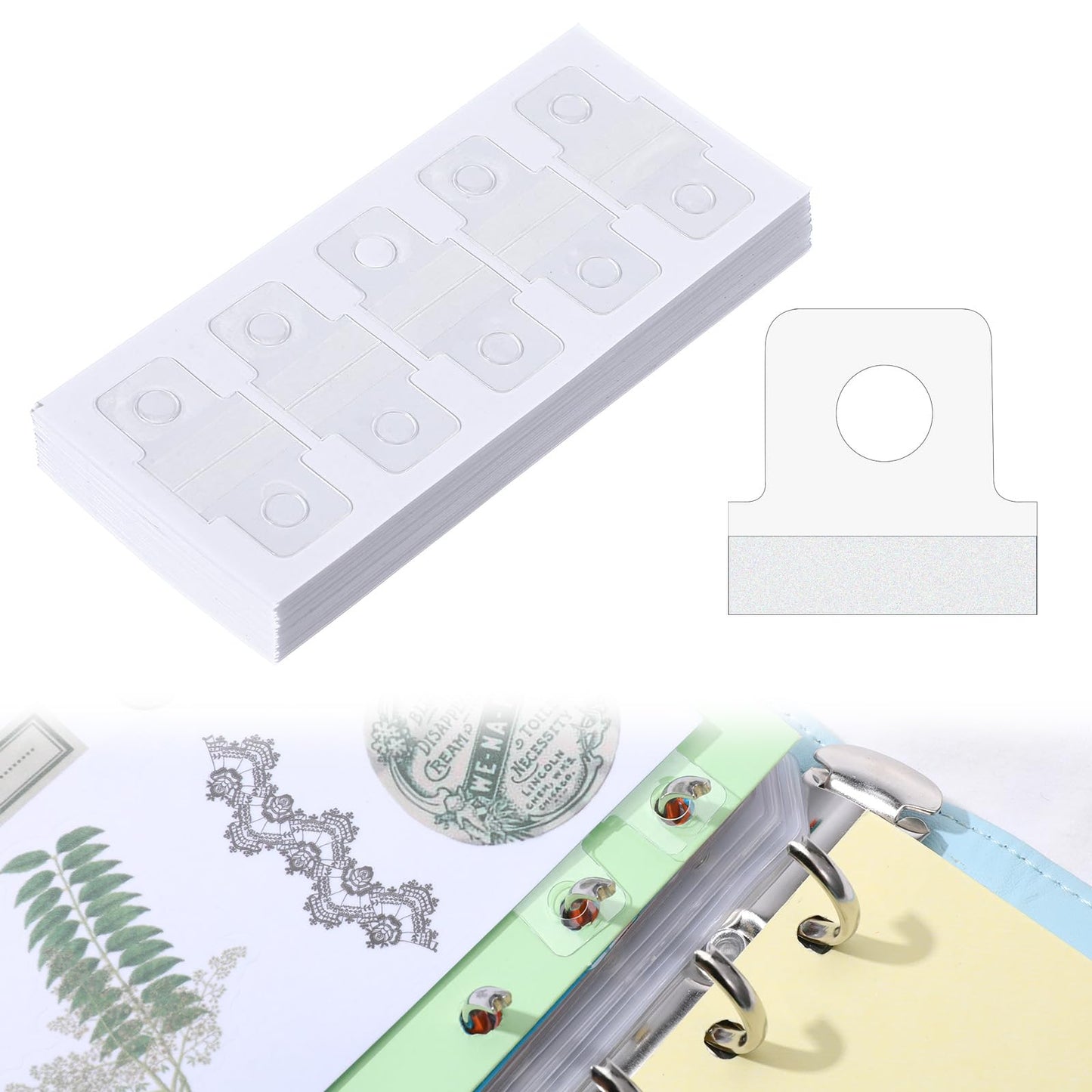 Ymapinc 500Pcs Clear Binder Hole Reinforcement Stickers, Self-Adhesive Paper Hole Punch Stickers, Binder Accessories for Scrapbooking Album Notebook Office Supplies