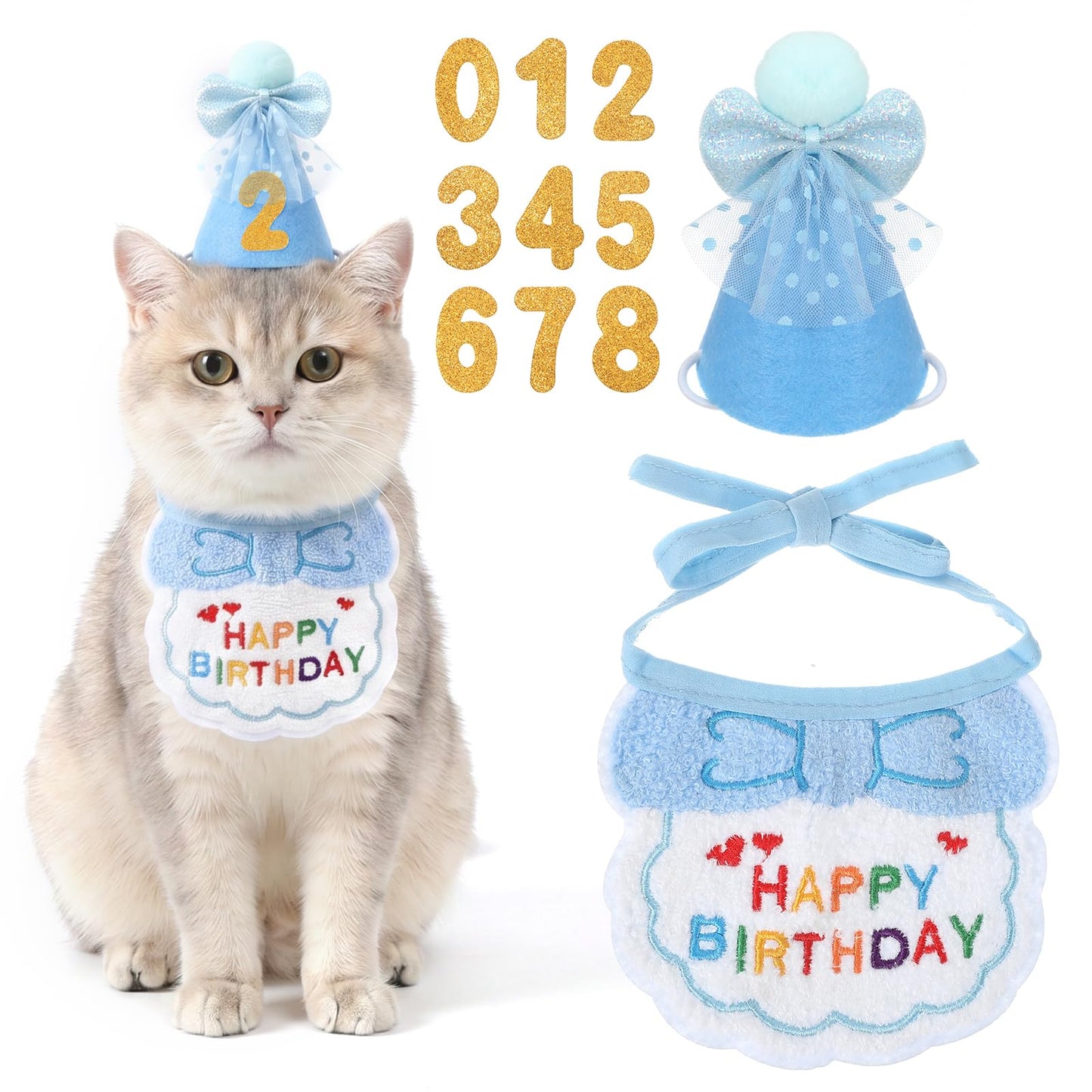 Chsoejuf Cat Birthday Hat, Cat Birthday Party Supplies