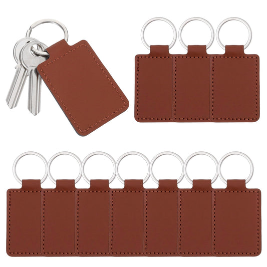Ymapinc Pack of 10 Leather Keyrings for Laser Engraving, Homemade Key Ring Blanks Laser Leather Blanks for Personalised Birthday Gifts, Key Pendant, Bag Accessories