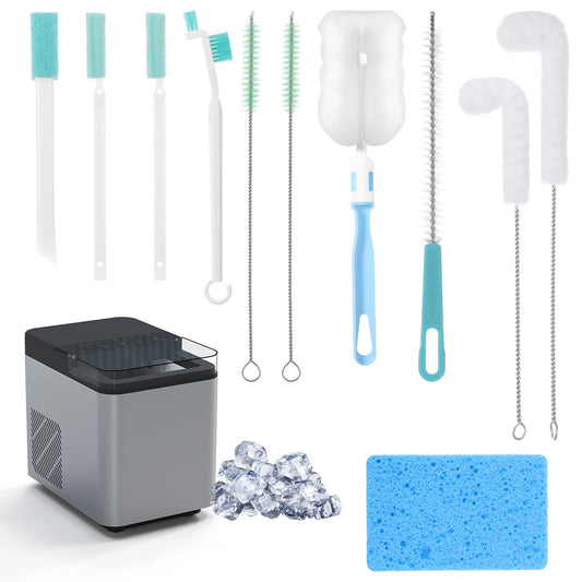 10Pcs Ice Machine Cleaner Brush Sets, Dry Ice Machine Cleaner Tools Accessories Kits with Nylon Crevice Cleaning Bristles Brush and Cleaning Scrub Sponge for Maintenance and Clean
