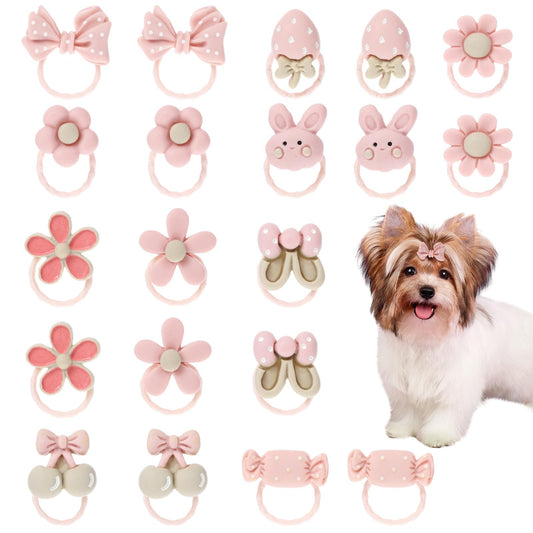 20 Pcs Light Pink Small Dog Hair Bows With Rubber Bands Puppy Hair Bows For Small Dogs Girl Cute Puppy Dog Bowknot Hair Bow Bulk With Rubber Bands Perfect For Yorkie Shih Tzu Pomeranian And Maltese