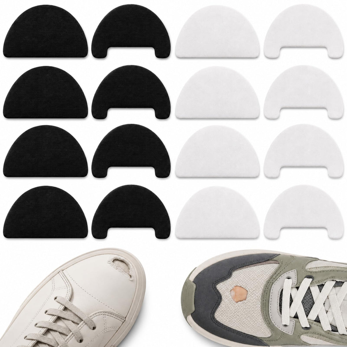 Bnehmb 16pcs Shoe Toe Protector Self Adhesive Shoe Patches for Holes Black
