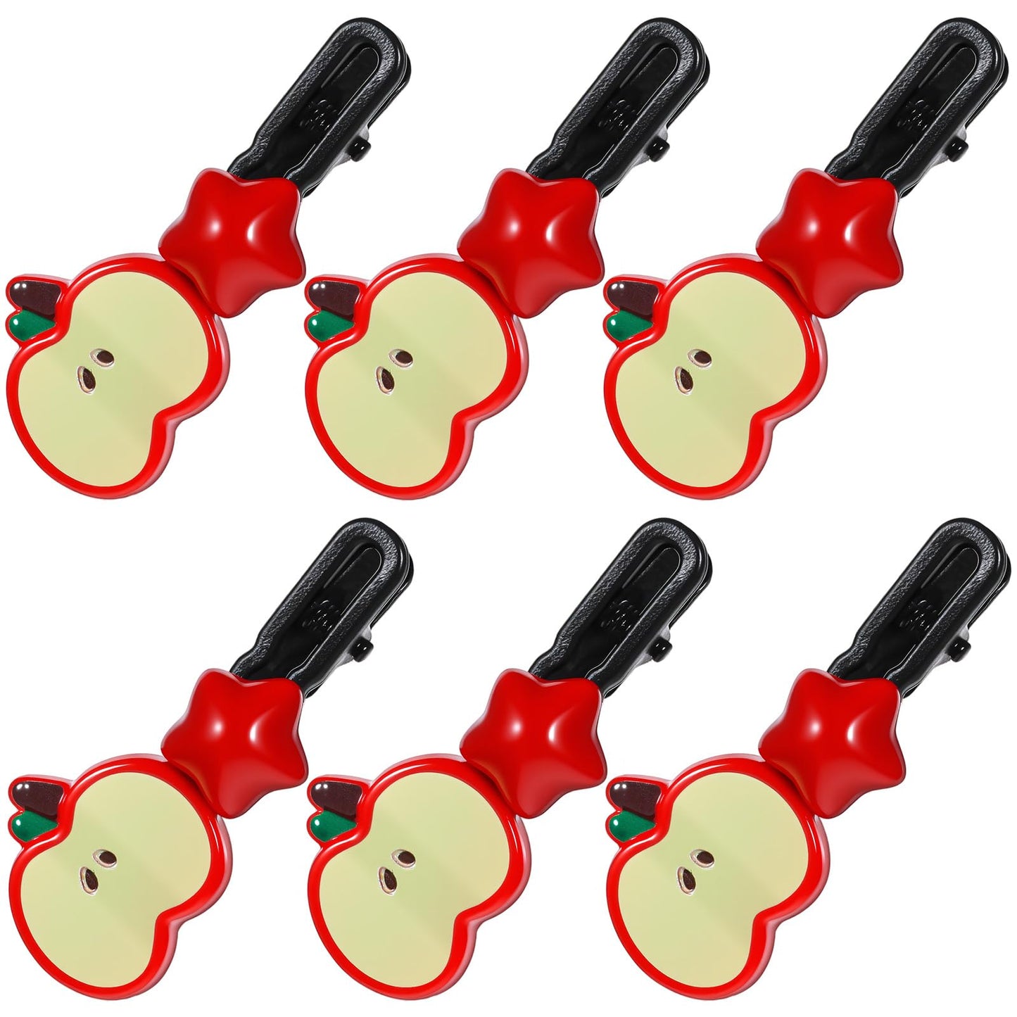 Mabor 6PCS Cute Apple Hair Clips - Kawaii Star Side Bang Fruit Barrettes with Acrylic Alloy for Women Decorative Thick and Thin Hair Accessories