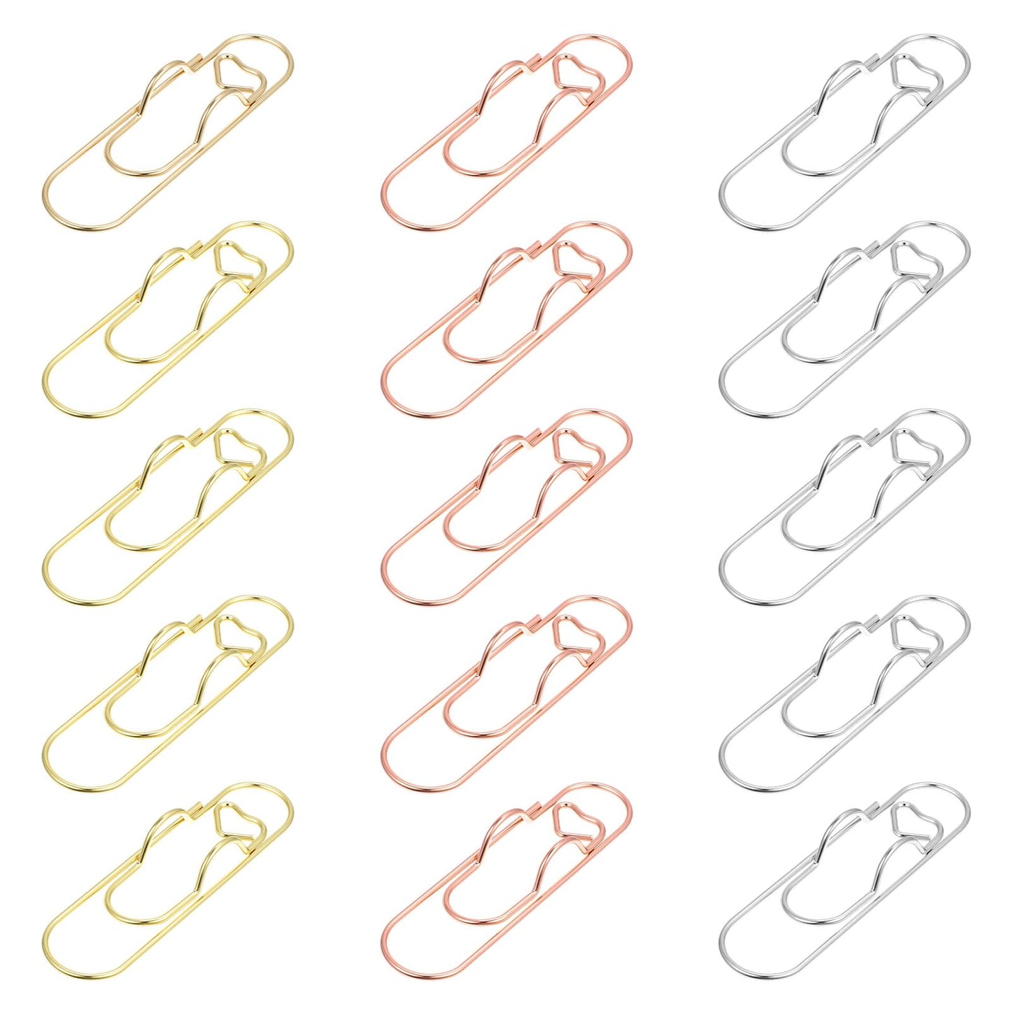 Tyqour 15pcs Metal Pen Clips, Pen Holder Clip for Notebooks, Journals and Planners - Gold, Silver, Rose Gold