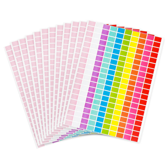 2400 Pack Rectangular Coloured Stickers - 10 Assorted Colors, 0.75 x 0.5 Inch Self-Adhesive for Price Tags, Garage Sales, File Folder Tabs, and Classroom Marking