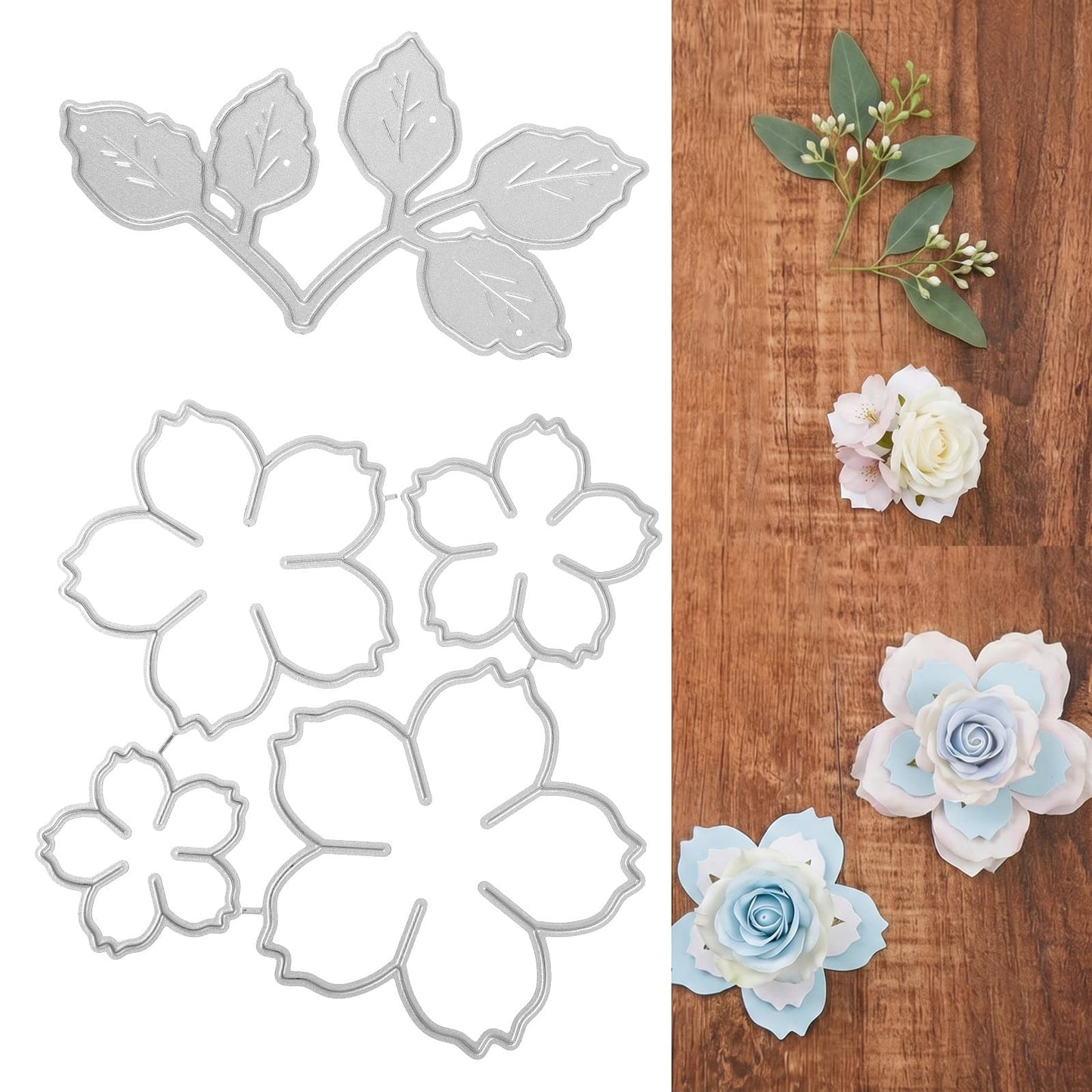 Chsoejuf 2PCS Die Cuts for Card Making, 3D Metal Flower Cutting Stencil