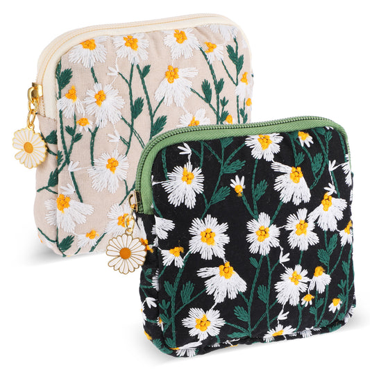 Ymapinc 2 Pcs Sanitary Napkin Storage Bag Menstrual Period Pouch Cotton Soft Period Holder Bag Portable Tampon Holder Pad Pouch Period Kit Bag for Women Teen Girls