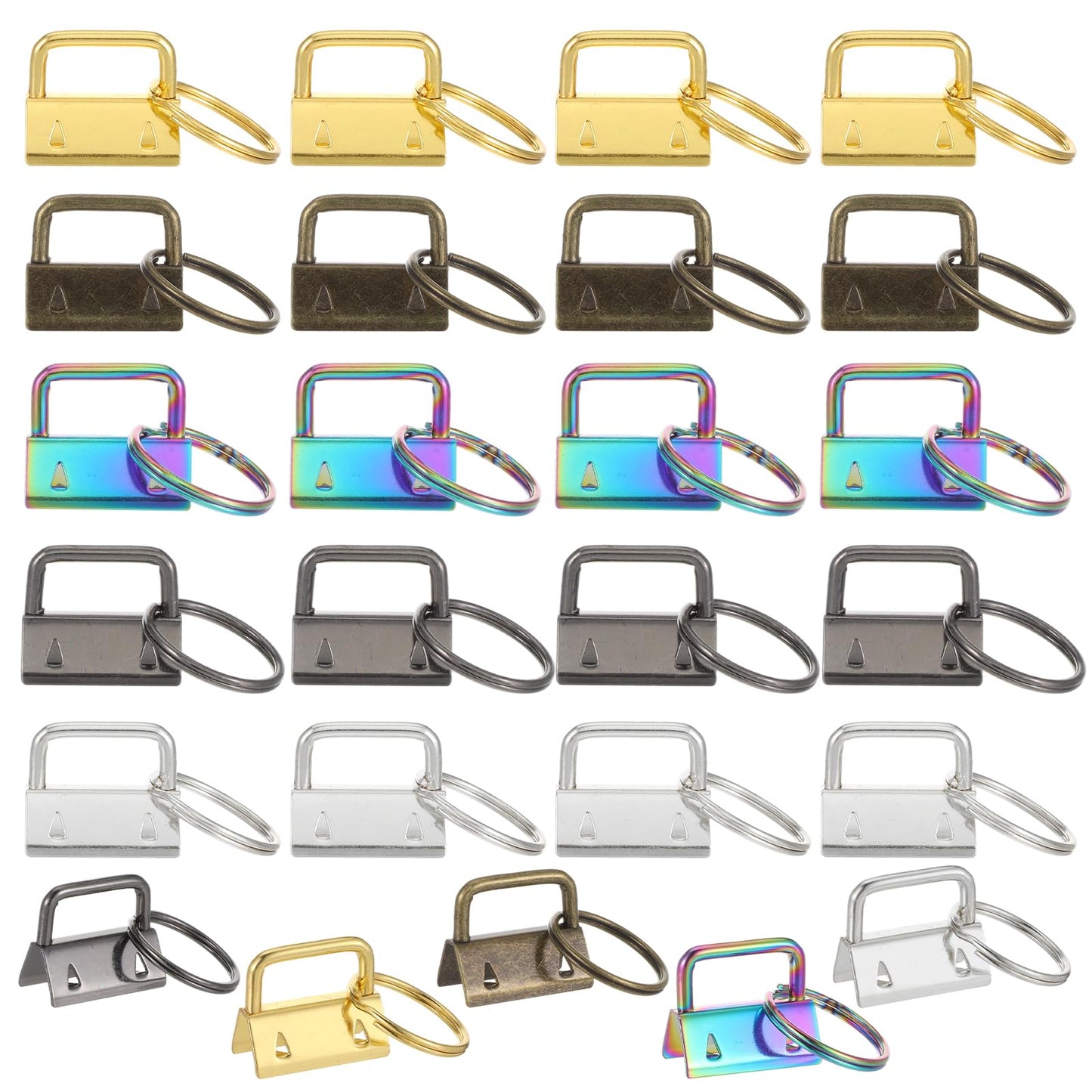 Nogeqi Pack of 20 Wristlet Hardware Key Ring Clips, 26 mm Metal Key Ring Blanks Stripes Lanyard Blank Key Ring for Making Lanyards DIY