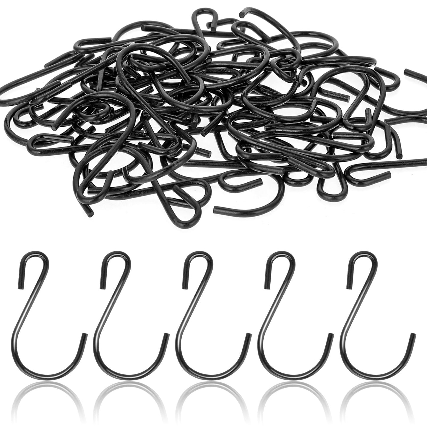 50 PCS S Hooks 1.26 Inch Mini S Hooks for Hanging, Stainless Steel S Shaped Hooks Utility Black Ornament Hooks,Metal Jewelry Hooks, for Crafts Jewelry Hanging Pot Plants