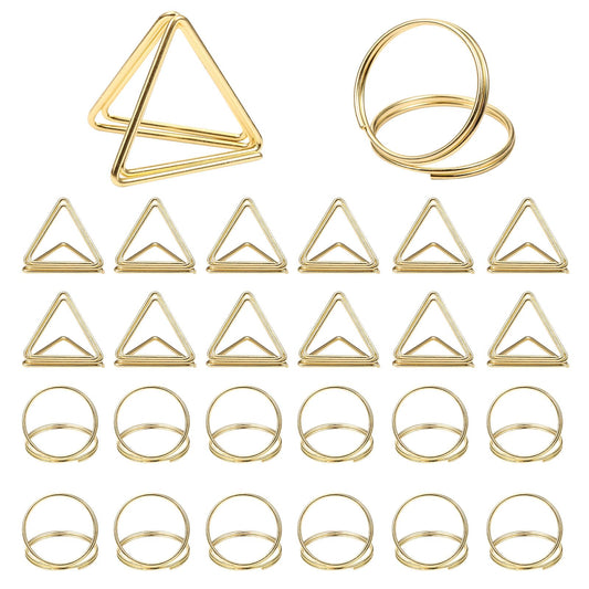 Teaaha 50 PCS Place Card Holders, Gold Metal Table Number Holders, Elegant Table Card Holders Place Card Holder for Weddings, Parties,Events,Banquets and Restaurants(Round/Triangle)