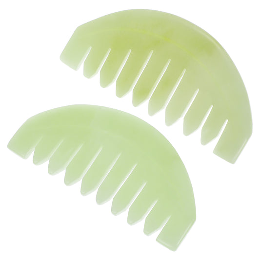 Ymapinc 2 PCS Natural Jade Massage Comb, Guasha Scraping Scalp Comb Multi-Functional Handheld Head Massage Tools for Head Caring Relaxation Physical Therapy Acupoint