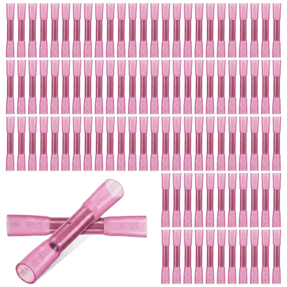 Chsoejuf 100 Pack Premium Waterproof 8 AWG Heat Shrink Butt Connectors
