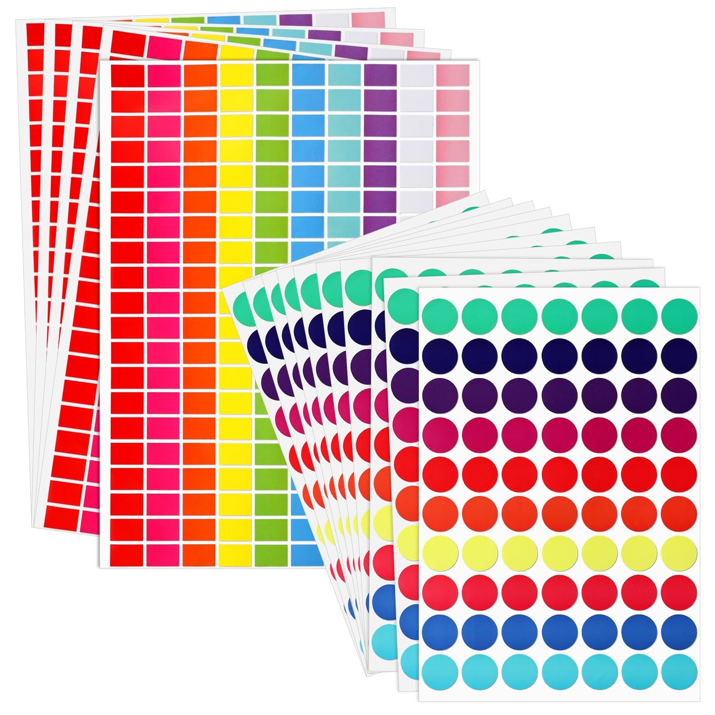 Pack of 1700 Adhesive Dots Colourful Rectangle Marking Dots Stickers Dots Coloured Stickers Round Colourful Self-Adhesive Adhesive Dots Stickers Labels Marking Dots for Office Classroom Students
