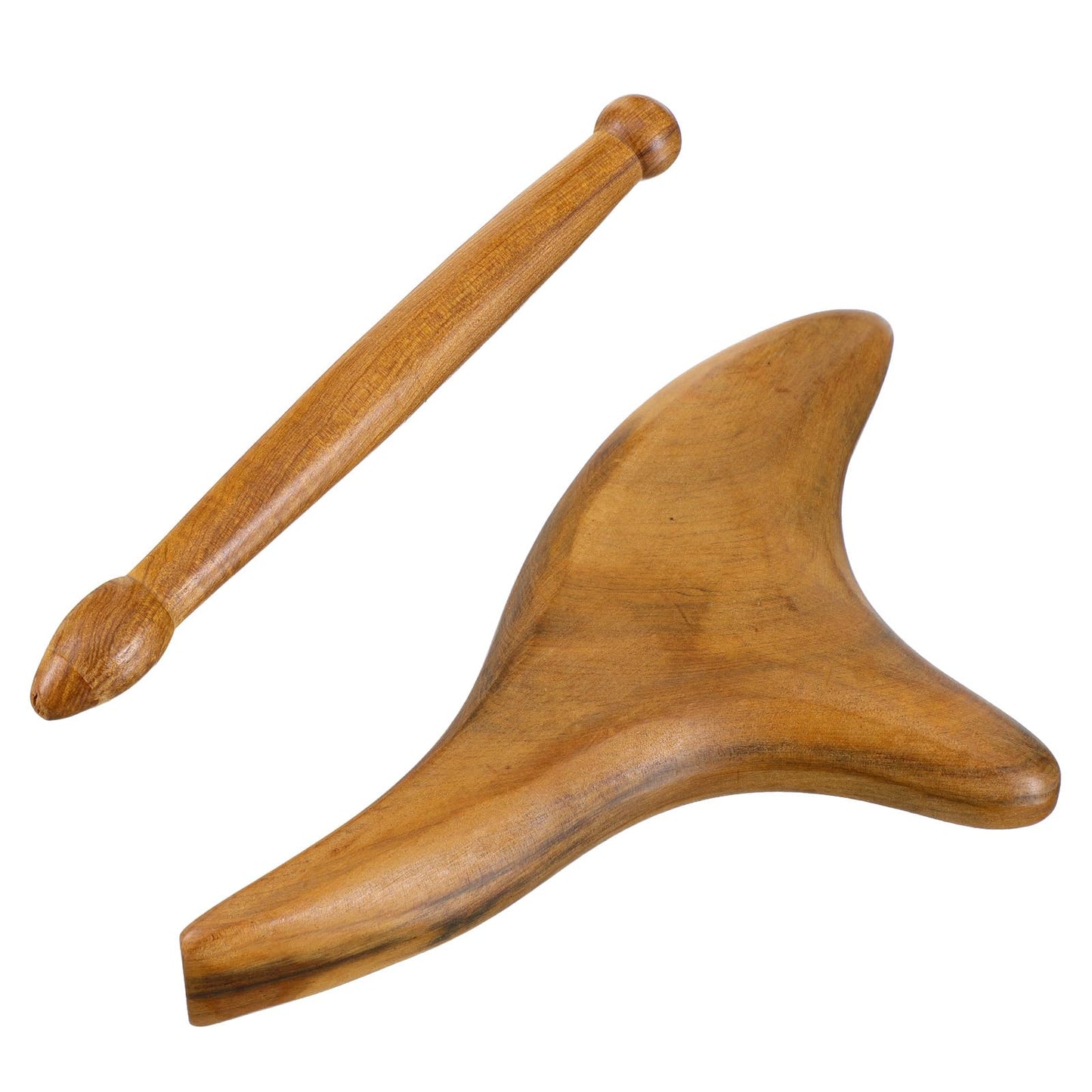 Nogeqi Set of 2 Gua Sha Wooden Massager, Triangular Trigger Point Massager, Natural Wooden Massage Stick, Trigger Point Pusher for Back, Neck, Shoulders