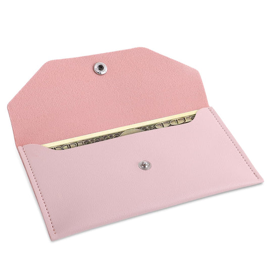 1 PCS Leather Cash Envelope Leather Money Envelope Leather Money Stuffing Wallet Reusable Budget Envelope Wallet Retro Clutch Wallet Retro Clutch Wallet for Men Women Cash Check Billing(pink)