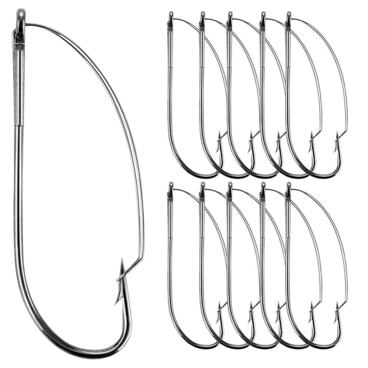 10 Stück Unkrautfreie Wacky-Rig-Haken, Drop Haken Offset Haken Wacky-Wurmhaken, Scharfe, Unkrautfreie Angelhaken, Drop Haken, Wurmhaken Für Barschangeln, Wurmköder, 2/0
