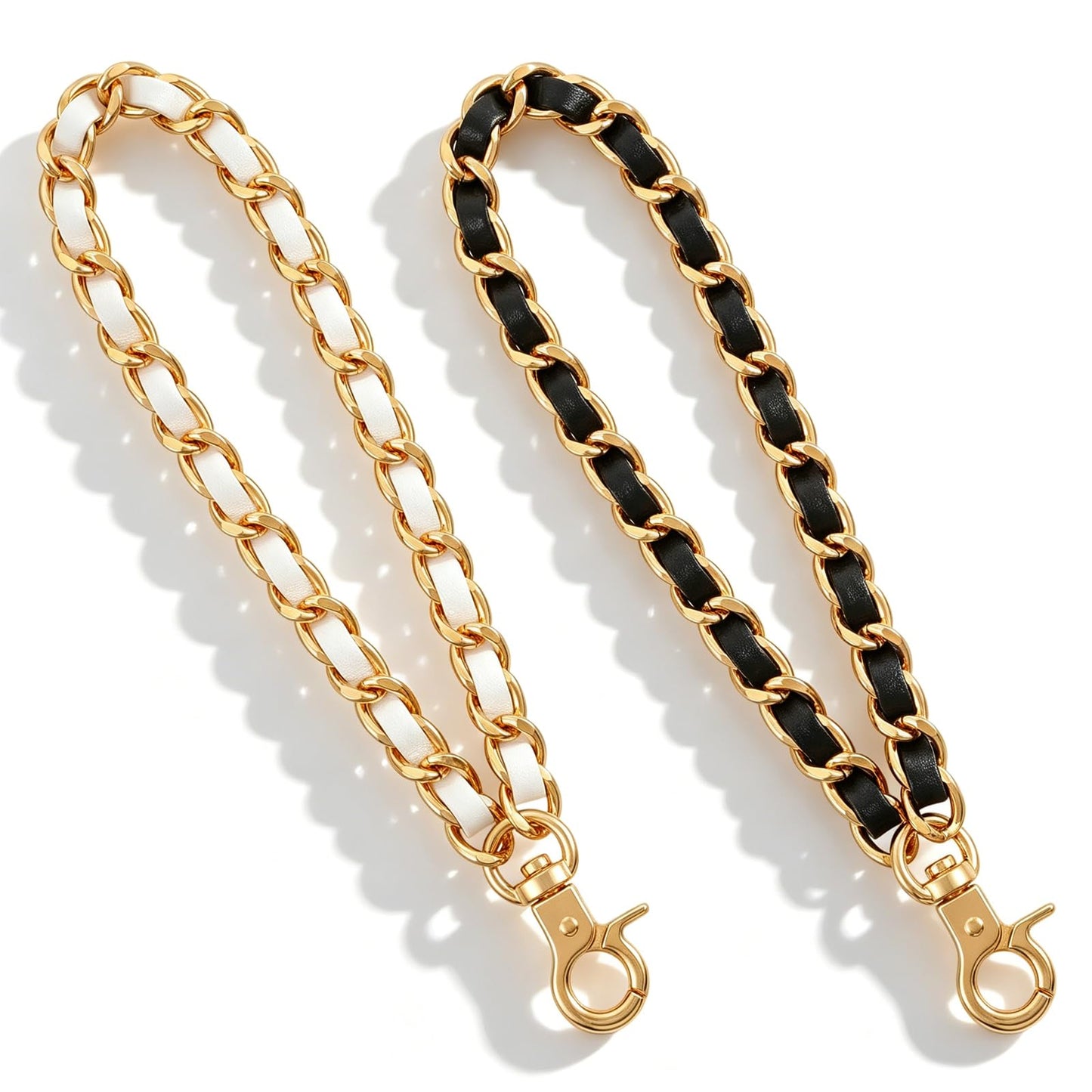 Chsoejuf 2 PCS Phone Wrist Strap PU Leather Metal Chain Wristlet Lanyard