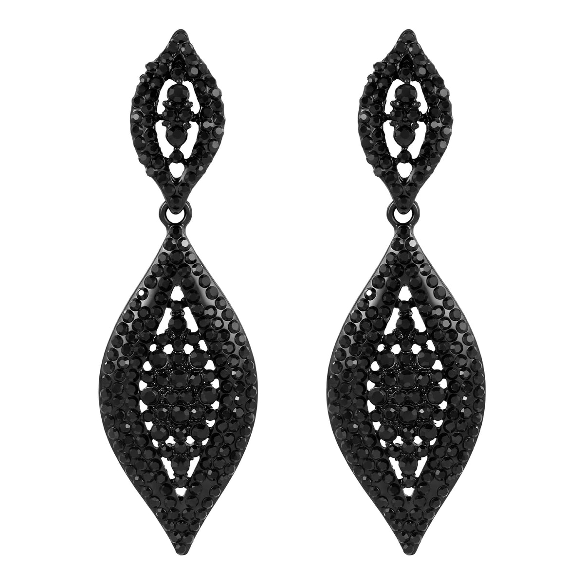 Chsoejuf Clip on Earrings for Women, Dangle Non Piercing Earrings(Black)