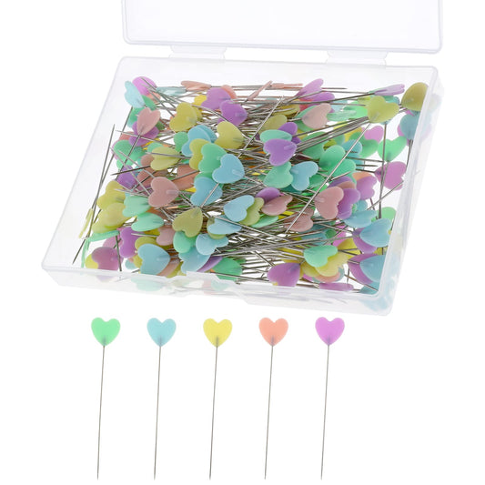 200 Pcs Flat Love Head Pins Sewing Pins Flat Head Straight Pins Quilting Pins with A Storage Box Assorted Colors Decorative Pins Long 2.14inch for Dressmaker Craft Sewing Projects Jewelry and DIY
