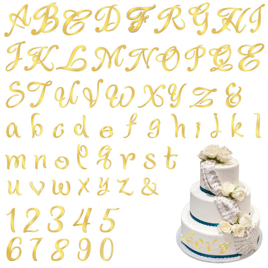 Tyqour 64Pcs Gold Acrylic Cake Topper Number & Letter Mirror Number 0-9 And A-Z Diy Personalized Name Cupcake Toppers Decor for Anniversary Wedding Birthday Baby Shower Party Decorations