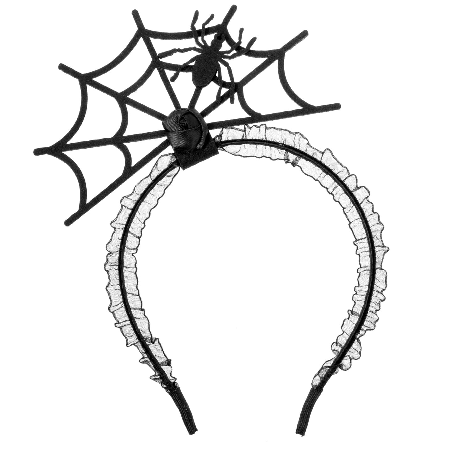 Halloween Spider Web Hair Hoop Halloween Headband Cosplay Masquerade Spider Headband Adults Cosplay Devil Headband Spider Web Halloween Party Headpiece For Women Masquerade Costume Accessory (Black)
