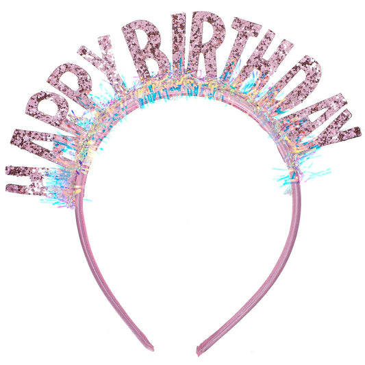 1 PCS Happy Birthday Headband Happy Birthday Crown Birthday Queen Headband Happy Birthday Tiara for Women Girls Pink Birthday Crown Birthday Tiara for Girls Happy Birthday Party Decorations Gifts