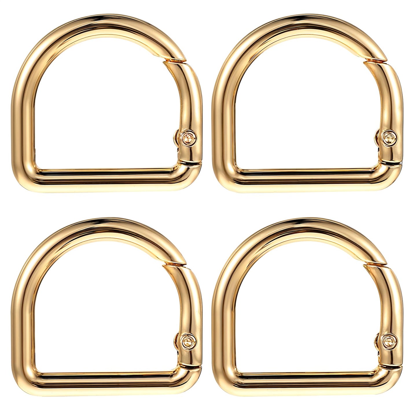 Ymapinc 4Pcs D Ring Spring Key Hooks Gold Metal Keyring Clip 1.18 Inch Spring Ring Buckles Clasp for Belt Backpack Bag Handbag Purse Strap Small Keychain Clip Spring Key Hooks, Gold, 3 x 2.8 x 0.4 cm