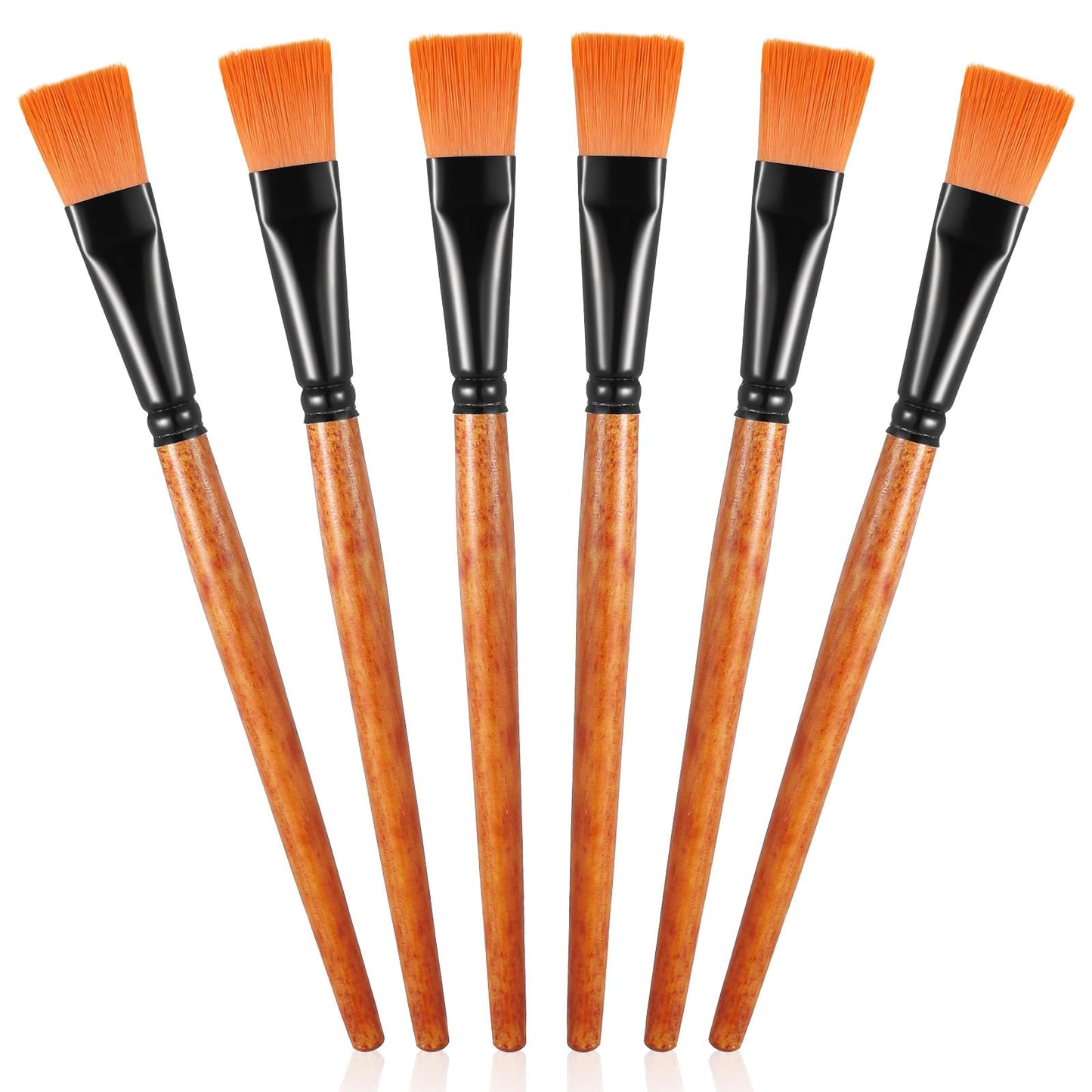 Mabor 6 Pcs Flat Paint Brushes for Acrylic Painting Watercolor Oil, Synthetic Nylon Artist Brushes for Crafts Face Body Art Painting