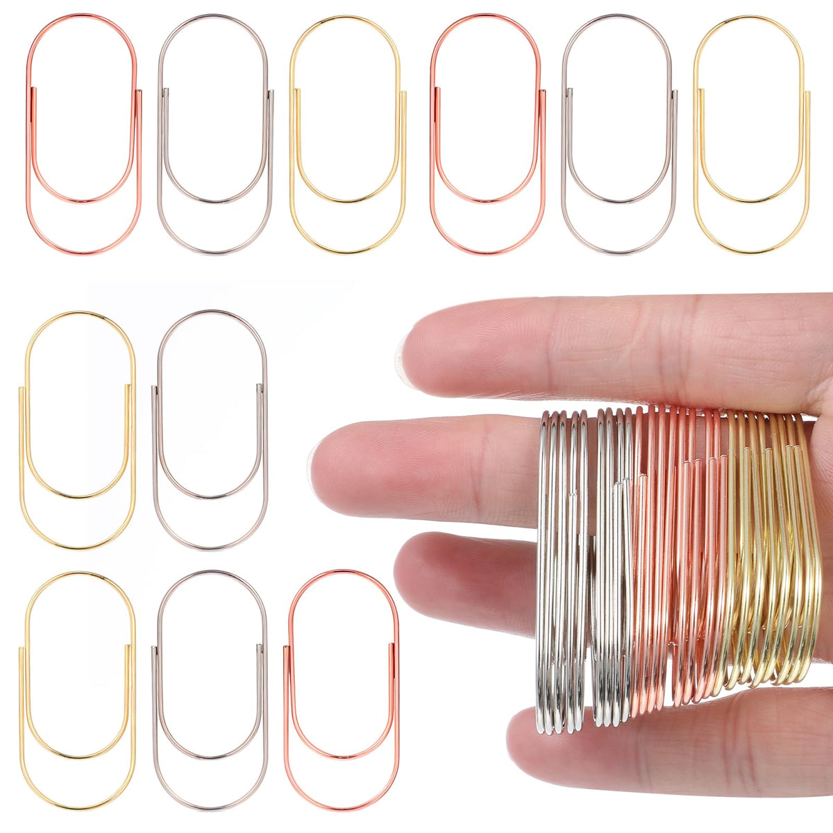 Chsoejuf 30 Pcs Big Paper Clips, 3 Colors 2 Inch Reusable Jumbo Paper Clips