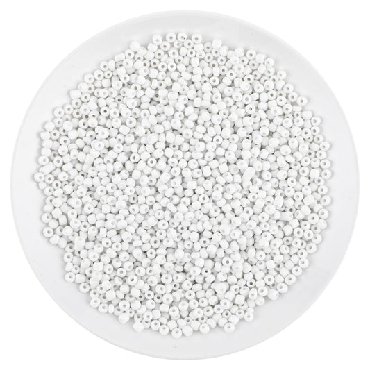 2000PCS White Seed Beads, Seed Beads 4mm, Glass Seed Beads Hair Beads for Braids, White Beads for Bracelet Making Braids Hair Beads DIY Crafts Key Bracelet Wrist for Valentine's Day Party DIY Handmade