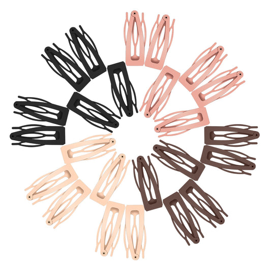 24PCS Snap Hair Clips For Women 4 Colors Snap Barrettes For Women Double Grip Hair Clips Metal Snap Hair Clips Girls Small Snap Hair Clips For Hair Making Salon Supplies Accessories