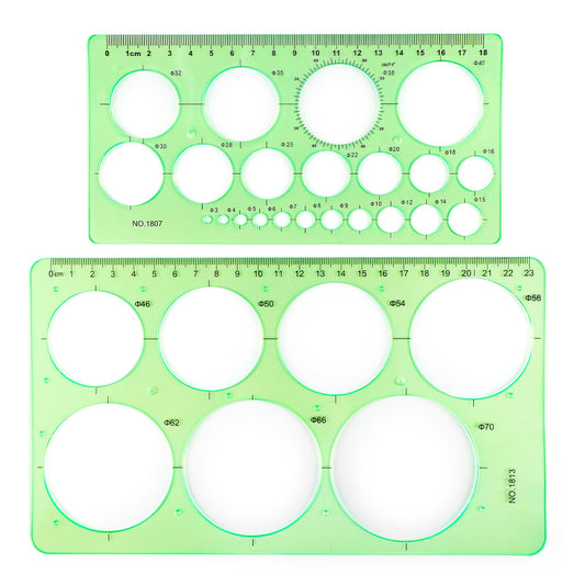 Ymapinc 2Pcs Circle Stencil Circle Templates for Drawing Plastic Drawing Ruler Geometric Stencil Rulers Drawing Set Clear Green Ruler for School Supplies Round Drawing Templates