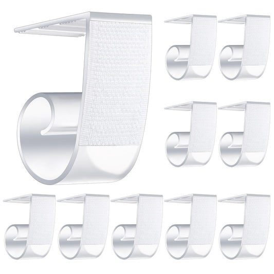 10 PCS Table Cloth Clips for Outside Table, Plastic Tablecloth Skirt Clamps Hook and Loop Tablecloth Holders Fasteners for 1.5-2 Inch Tables, Ideal for Indoor and Outdoor Party Events