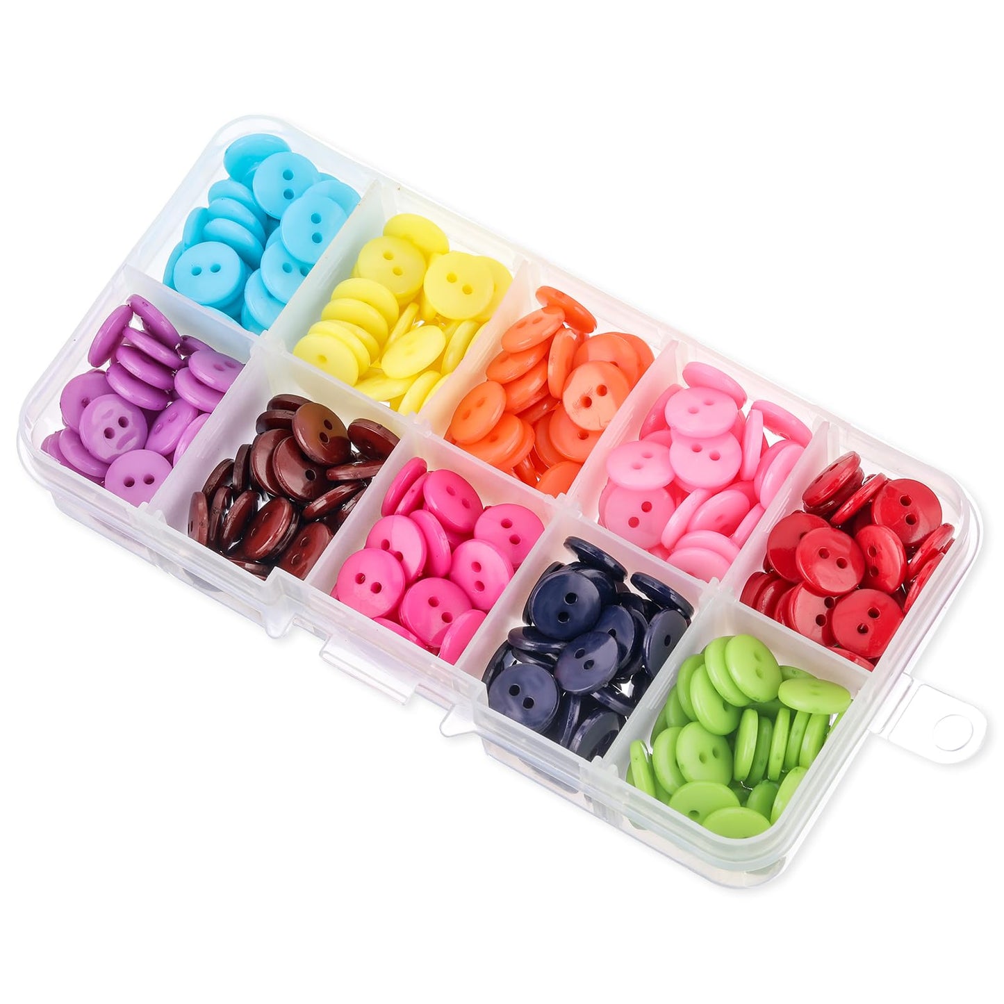 400 Pack Small Craft Buttons - 0.39 Inch (10mm) Assorted 10 Colours, 2 Hole Resin Sewing Buttons with Box, Ideal for Garments and DIY Projects (40PCS Each Colour)