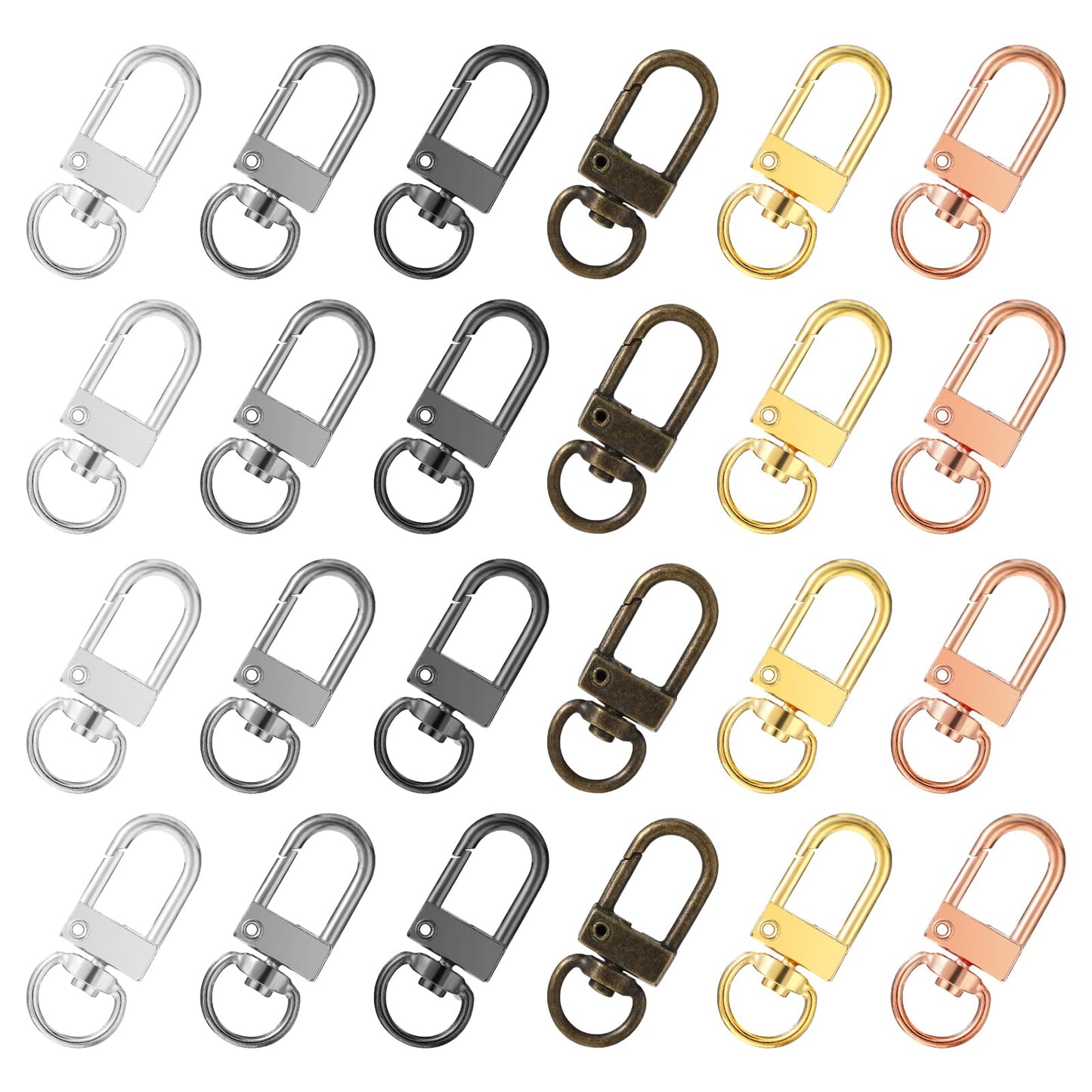 24 PCS Metal Lobster Clasps Keyring 6 Colors Key Chain Clip Swivel Claw Clips Lanyard Snap Hooks Strap with Key Rings for Bag Key Chains Connector Necklace Bracelet Jewelry DIY Making Supplies