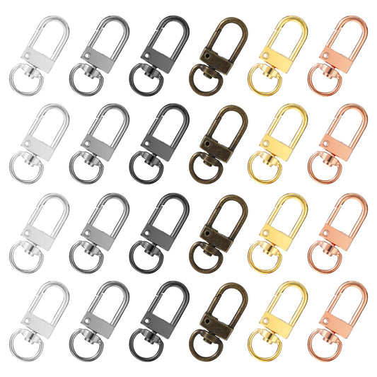 24 PCS Metal Lobster Clasps Keyring 6 Colors Key Chain Clip Swivel Claw Clips Lanyard Snap Hooks Strap with Key Rings for Bag Key Chains Connector Necklace Bracelet Jewelry DIY Making Supplies