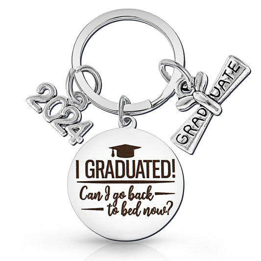 Teaaha Graduation Gifts for Her - 2PCS Class of 2024 Keyrings, Inspirational Commencement Keychains for Her, Him, Women & Men Students (Next Phase of Journey)