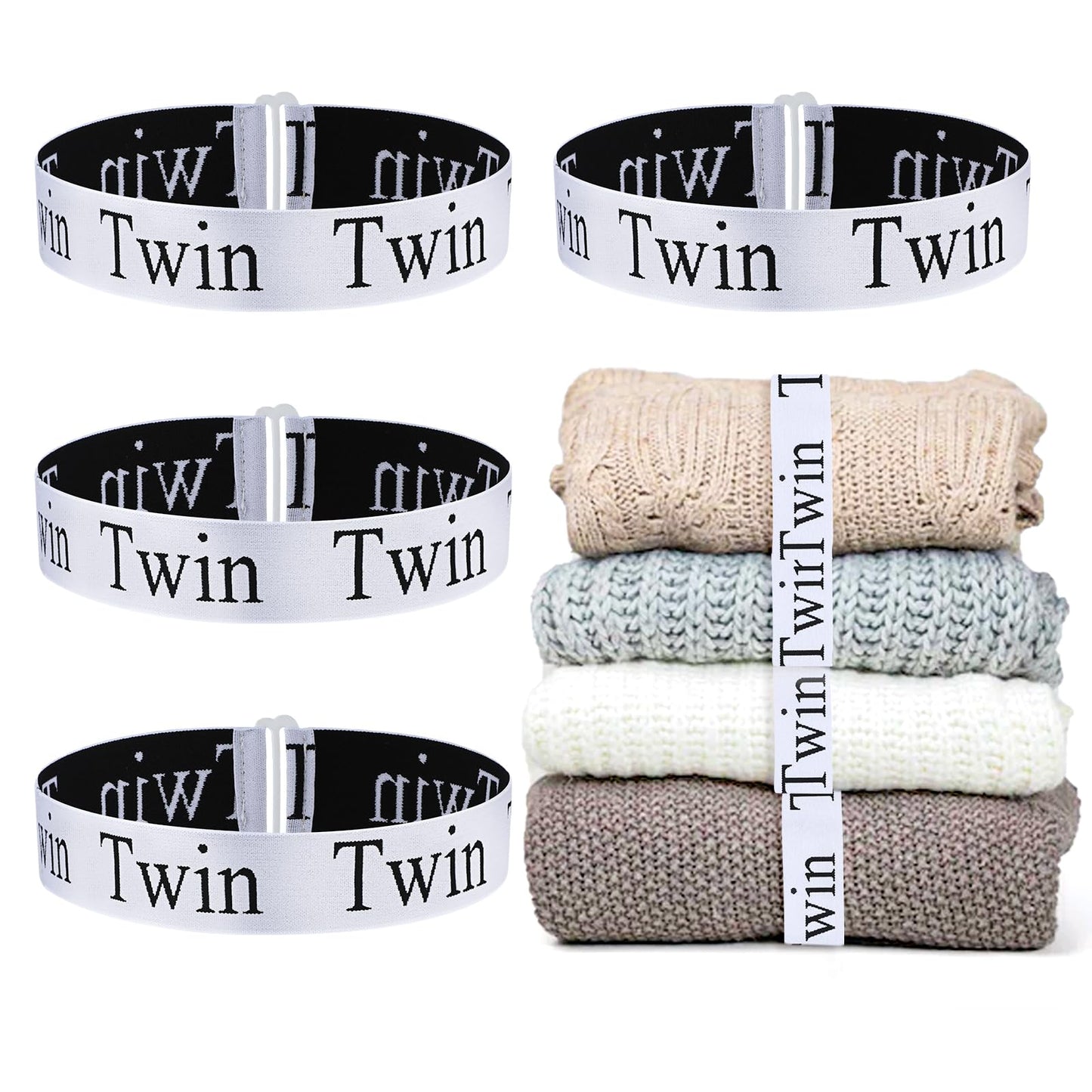Ouligay 4Pcs Bed Sheet Organizer Bands Elastic Bed Sheet Storage Label Bands Twin Full Bedding Sheet Straps Sheet Keepers Closet Organization Bedsheet Storage Labels for Linen Closet