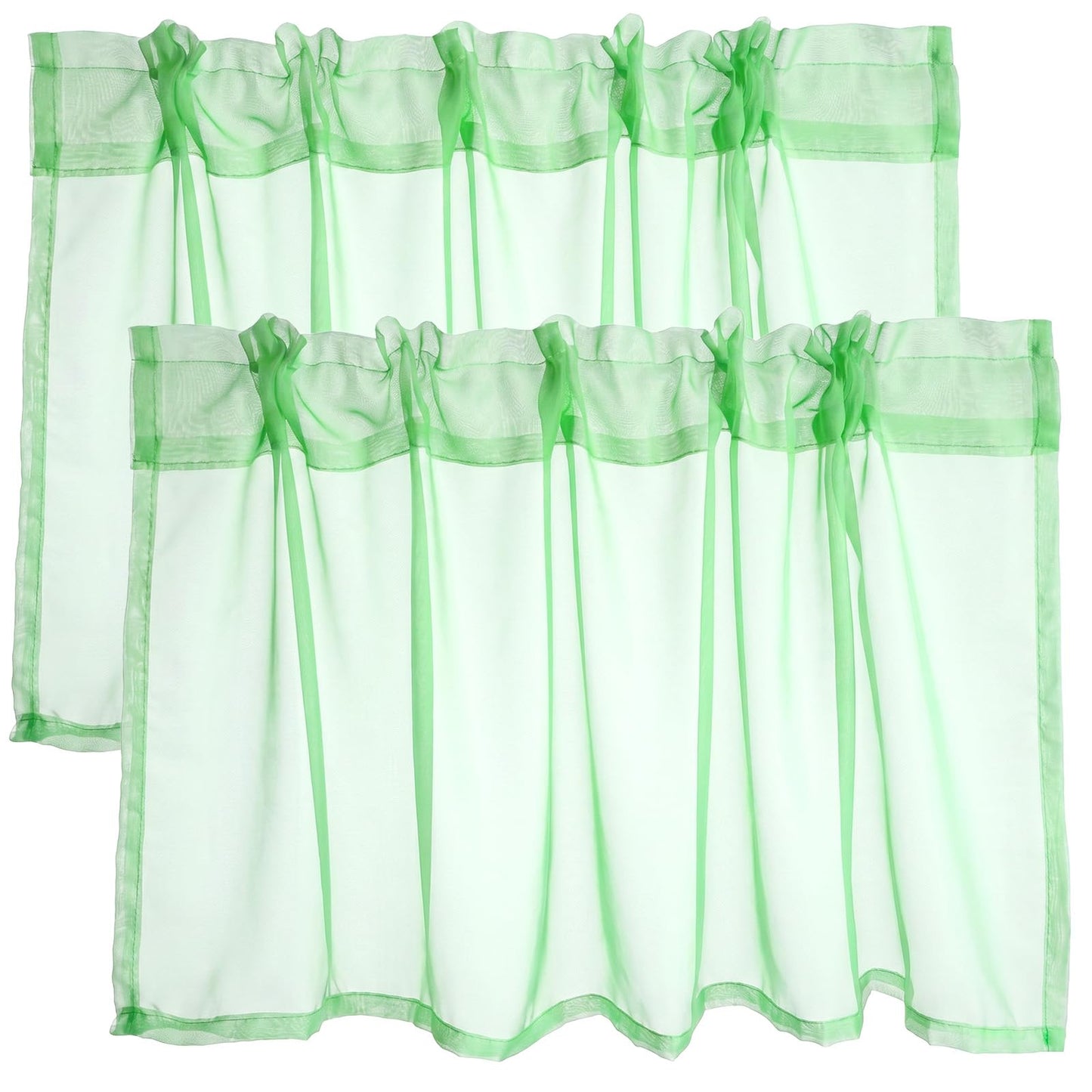 Chsoejuf 2PCS 52x18 in Half Sheer Kitchen Tier Curtain Valance Rod Pocket