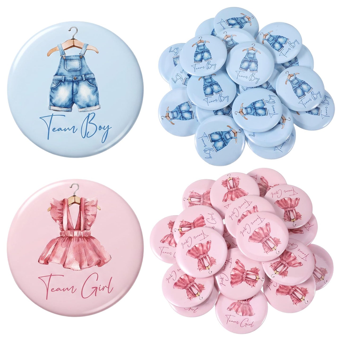 Tyqour 40 PCS Gender Reveal Button Pins Team Boy or Girl Pins 1.5 Inch Gender Reveal Games Decorations for Birthday Baby Shower Party Favor Game Supplies