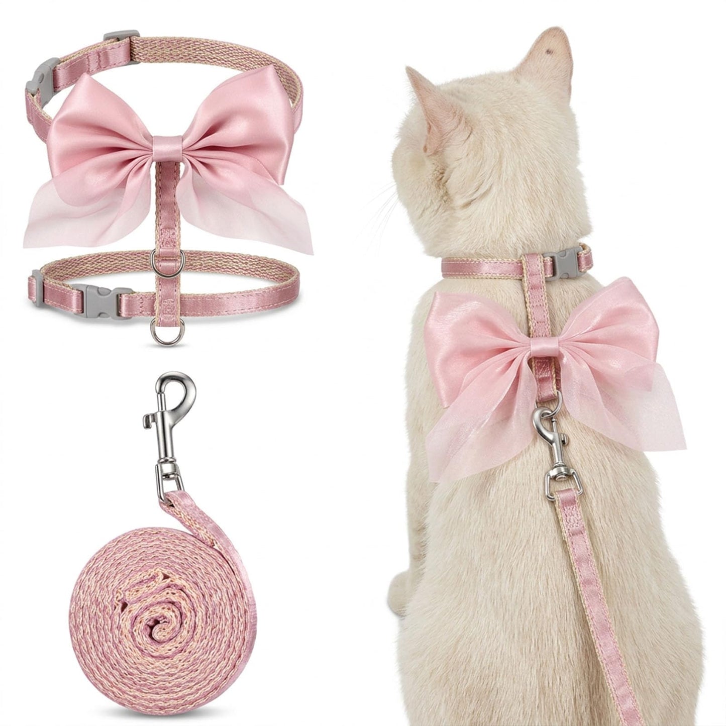 Chsoejuf Cat Harness Leash Set Kitten Bunny Cute Bowtie Escape Proof
