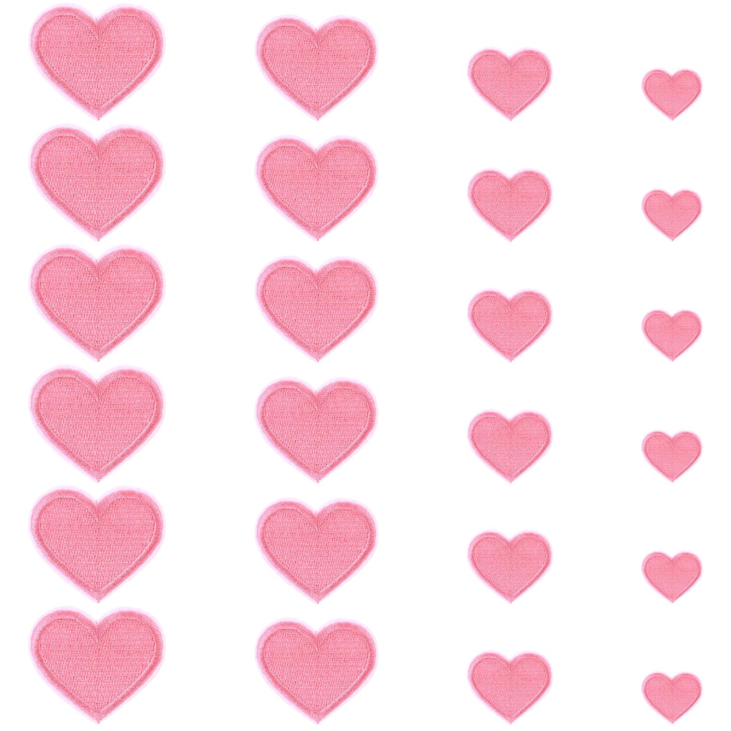 24 PCS Heart Iron on Patches 4 Sizes Heart Patches for Clothes Heart Applique Valentines Iron on Patches Heart Shape Iron on Patches Mini Heart Sew on Patches for Jackets Backpacks Dress Hat DIY(pink)