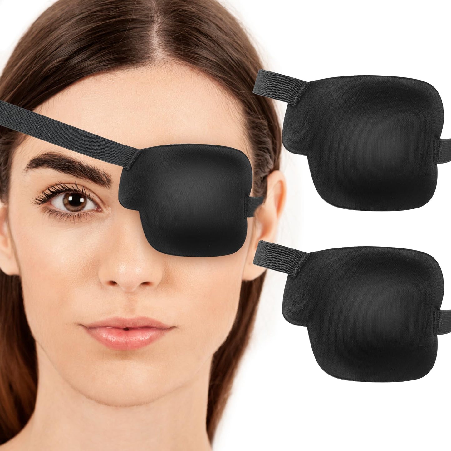 Eye Patches for Adults, Ymapinc 2 Pcs 3D Pirate Eye Patch for Kids Black Adjustable Medical Eyepatch for Lazy Eye Amblyopia Strabismus (Left Eye)