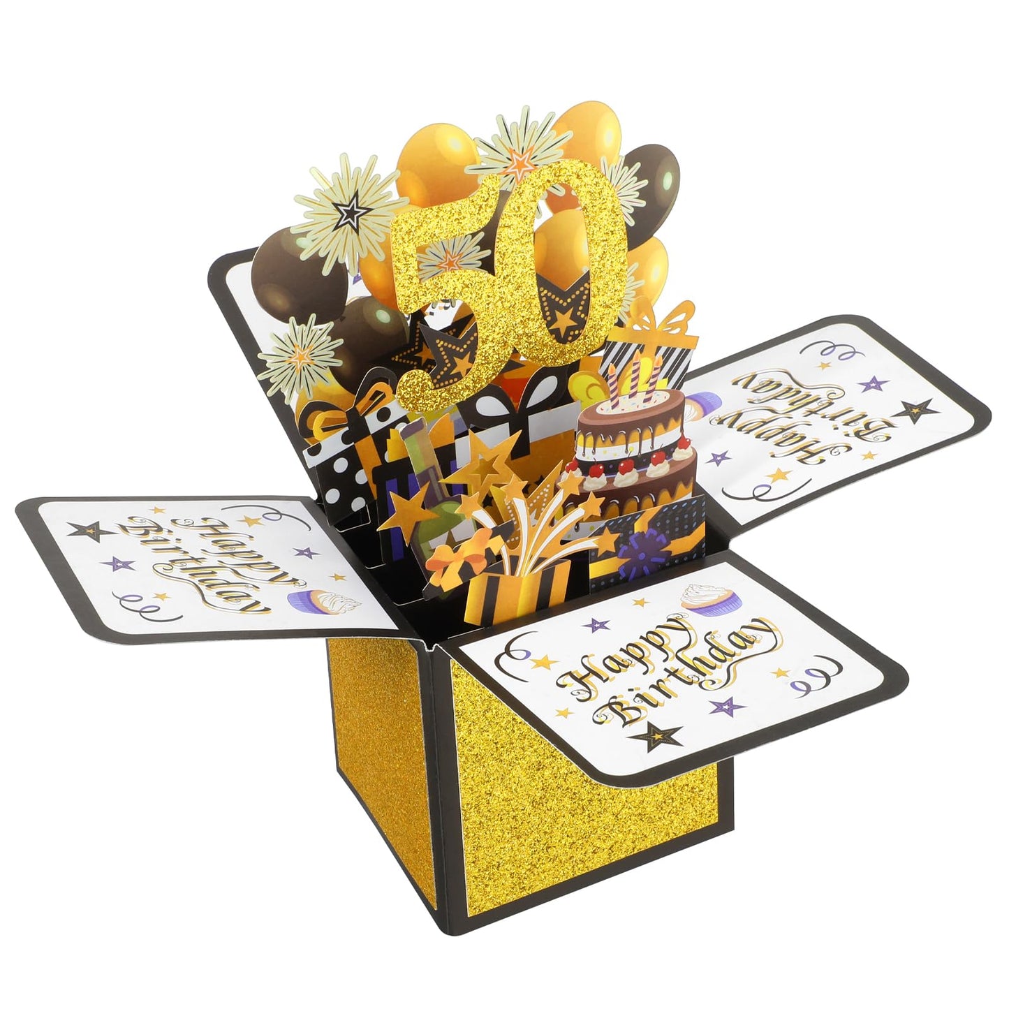Tyqour 50th Pop Up Birthday Cards for Men Cool Funny 3D Anniversary Popup Birthday Cards with Envelope & Note Unique Gifts Decorations for 50 Years Old Mom Dad Wife Husband Friend (50th)