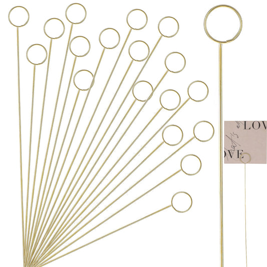 Ymapinc 20Pcs Gold Place Card Holder, Flower Pick Clips Table Number Holders, Gold Metal Card Picture Holder Pick for Flower Arrangement Wedding Party Birthday DIY Gift
